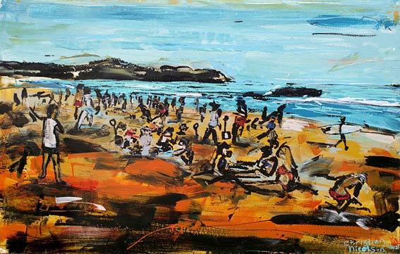 Christian Nicolson nz abstract landscape art, hotwater beach
